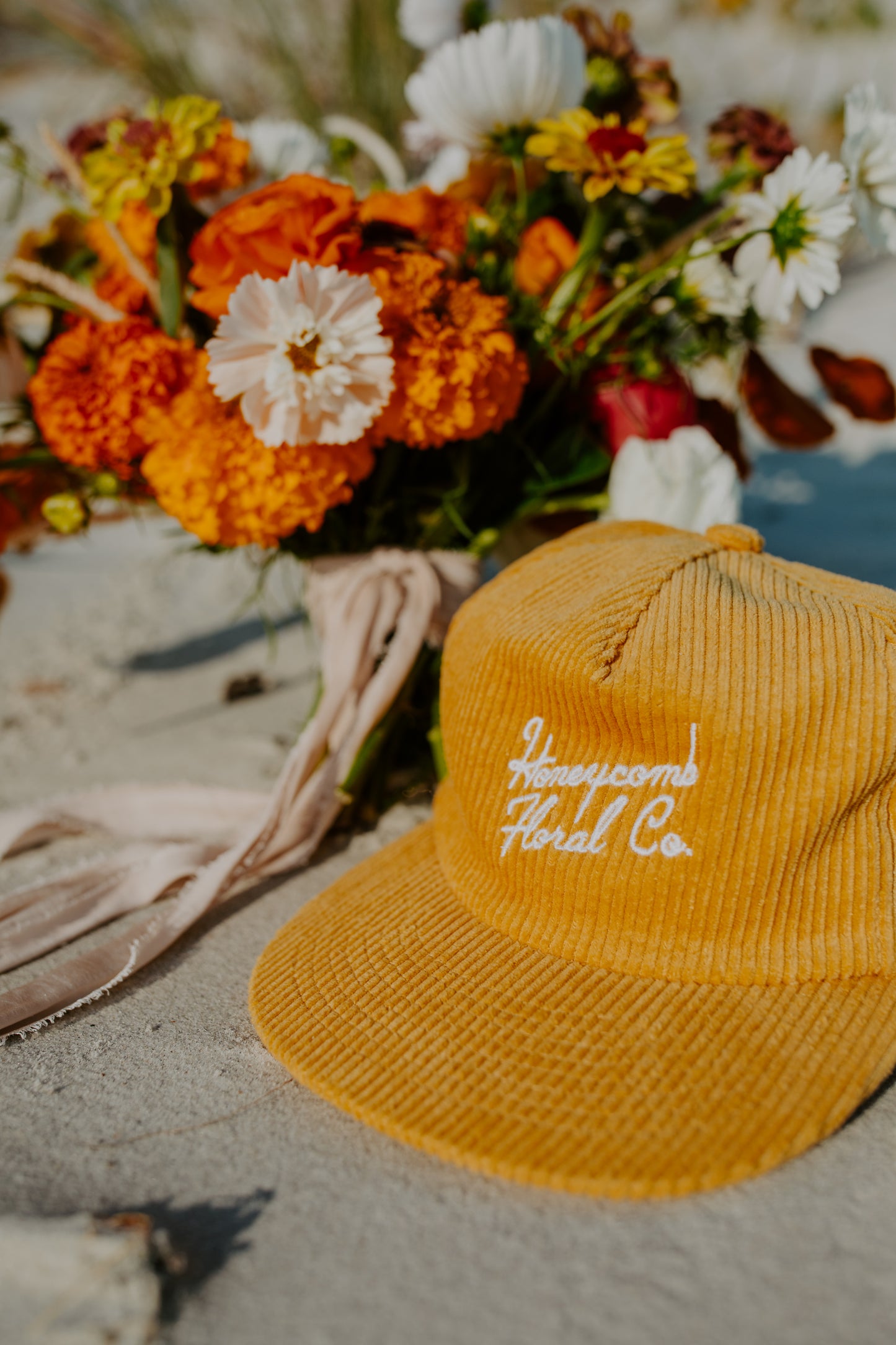 Honeycomb Floral Corduroy Hat