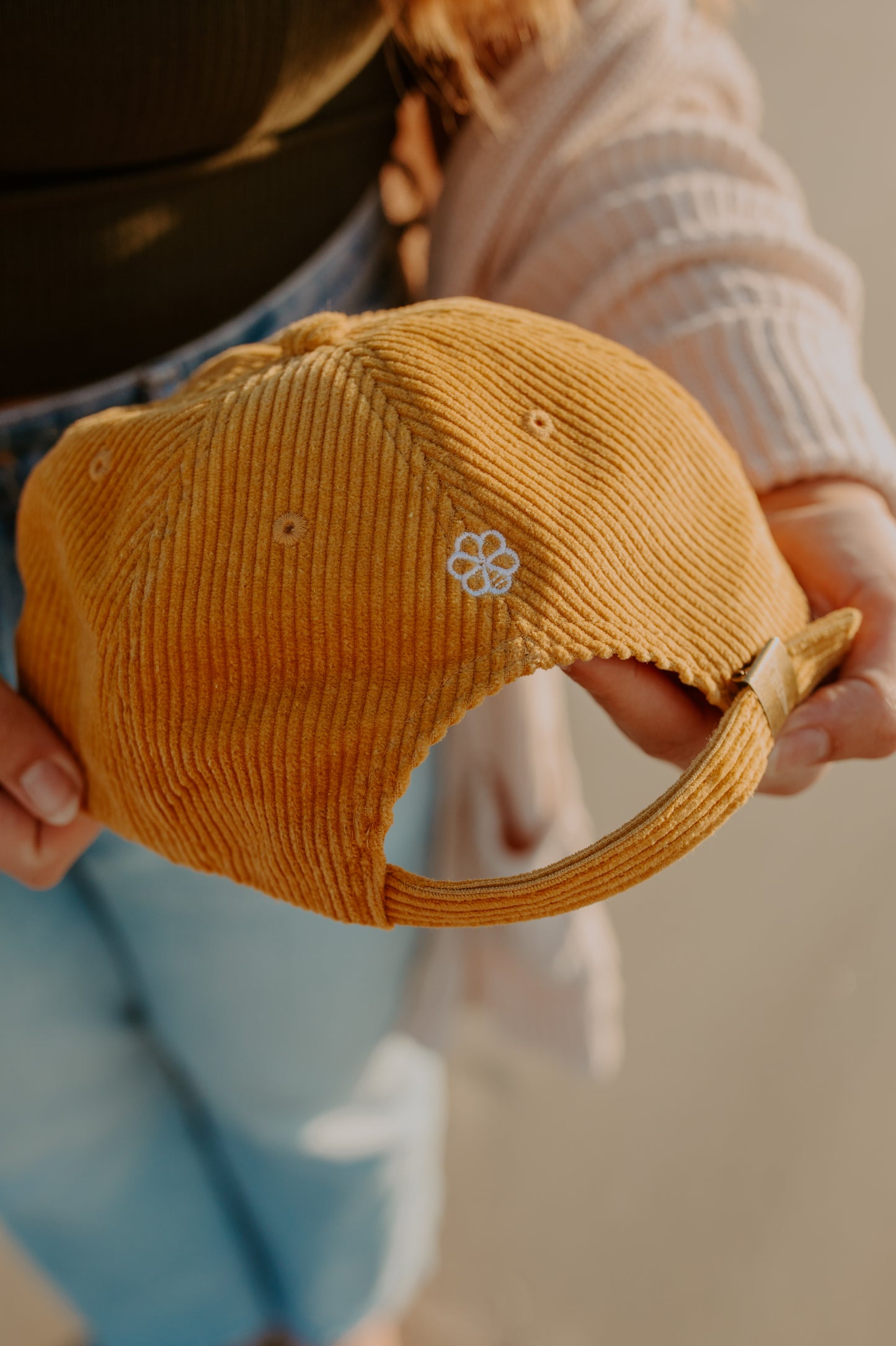 Honeycomb Floral Corduroy Hat