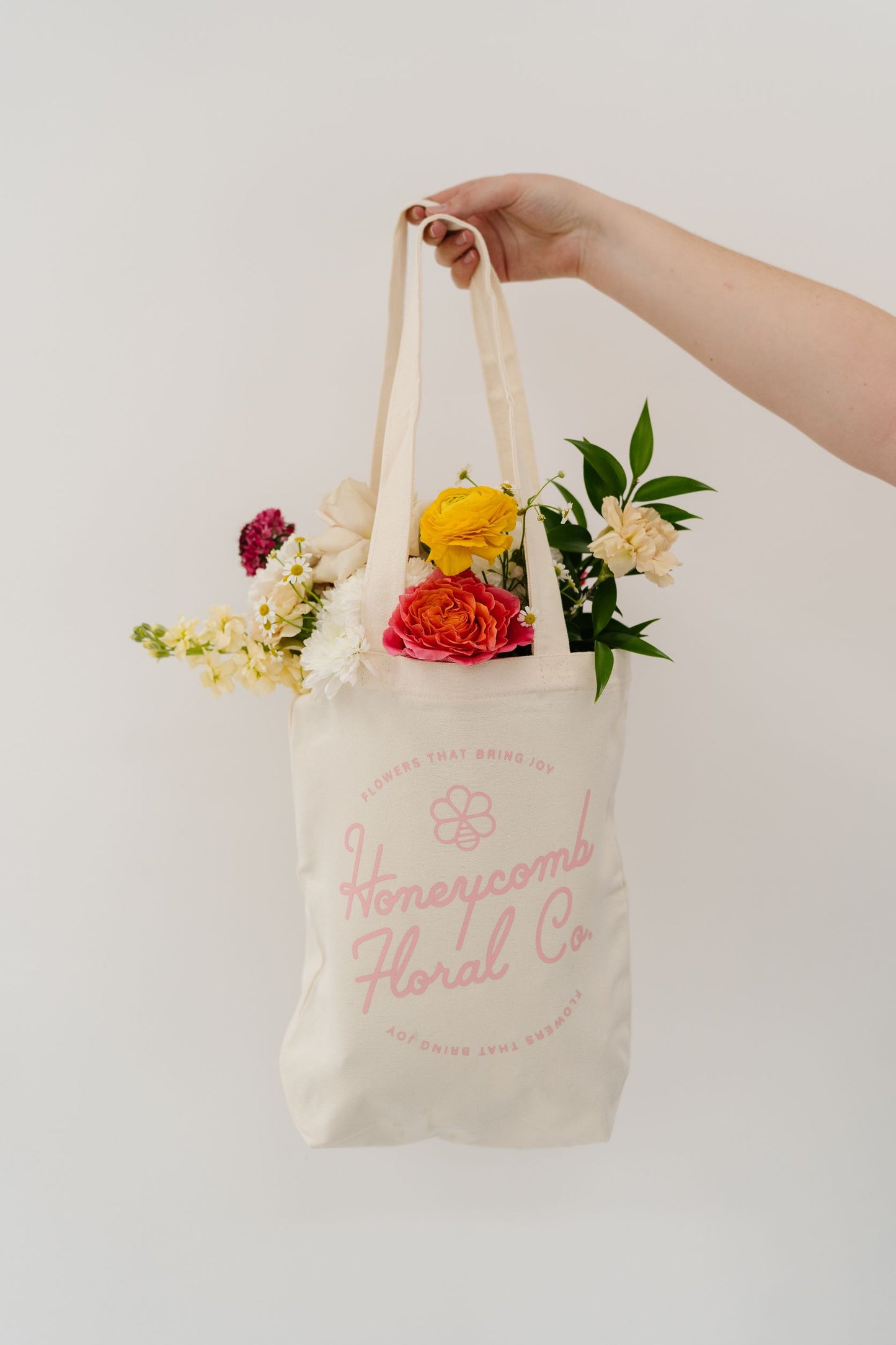 Honeycomb Floral Canvas Tote Bag